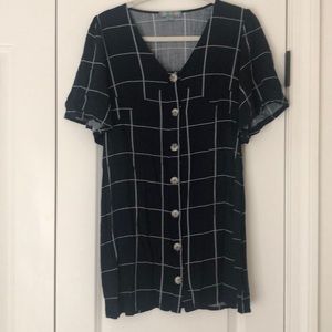 Navy and White button up dress